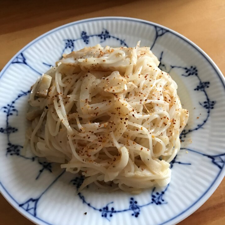 イカ入りさつま揚げのそうめんチャンプルー